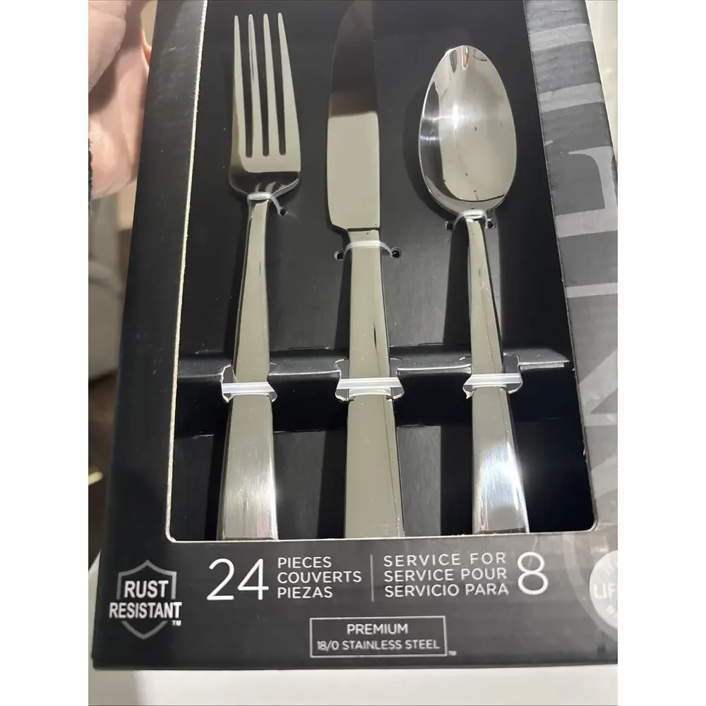 New Oneida Chef's Table Stainless Steel Flatware 24 Pc Set Service for 8 Plain